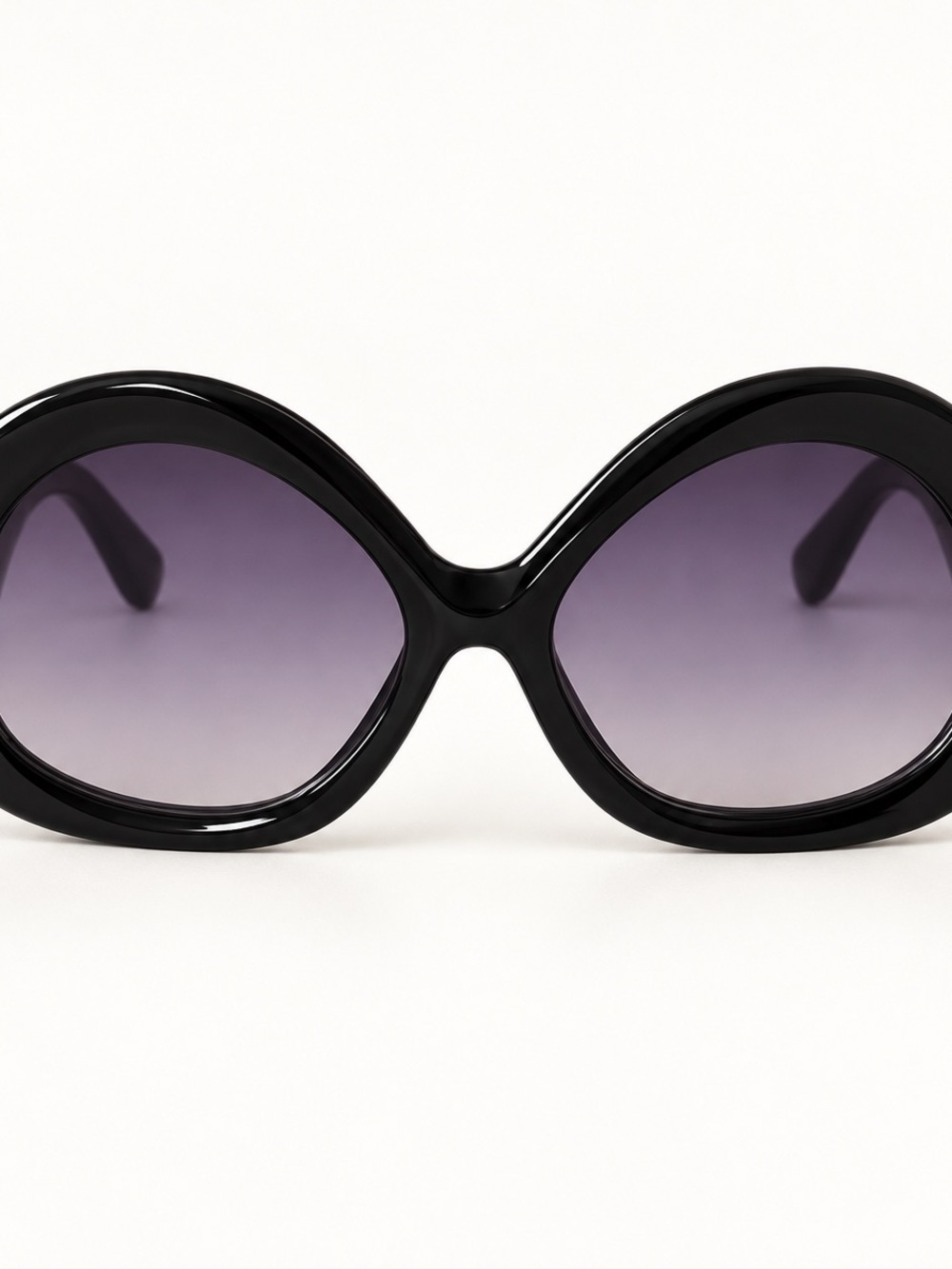 Tom Ford Black Oversized Sunglasses with Gradient Purple Lenses